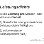 Volumetrische Leistungsdichte - Spezifische Leistungsdichte - gravimetrische Leistungsdichte