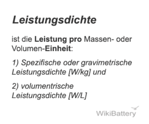 Volumetrische Leistungsdichte - Spezifische Leistungsdichte - gravimetrische Leistungsdichte
